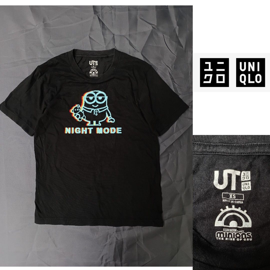 UNIQLO X MINIONS (Category: Shirts) located in Caloocan City. Submitted by nottyprelovedph (Listing ID 1467530920, Image 1). Description: lenght 25 width 17 XS on tag.