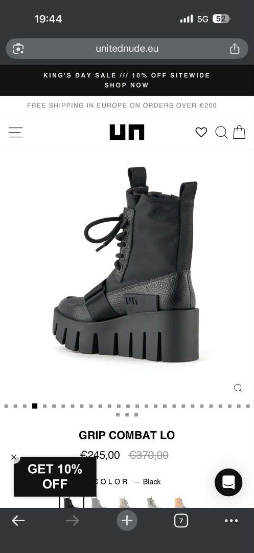 United Nude Grip Combat Lo Black Boots (Category: Boots) located in Candon. Submitted by primchama (Listing ID 1467537573, Image 3). Description: - Brand: United Nude - Style: Grip Combat Lo Boots - Color: Black - Material: Textured leather and nylon upper - Only used it once in an SB19 concert in SMDC (literally used it less than 3 hours) - With Dust Bag (box not included, I left it in the UK) - Condition: Pre-loved / Well-maintained (DM for exa