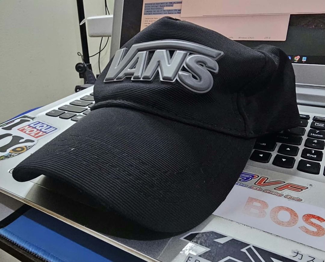 Vans Black Cap with Raised Grey Logo (Category: Caps & Hats) located in Manila. Submitted by mwnadala (Listing ID 1467594636, Image 2). Description: Item for Sale: Black Vans Baseball Cap Color: Black Condition: Used Reason for Selling: No more need Meet Up Location: Meet Up Location: LRT 2 V. Mapa Station, V. Mapa Amaia Skies, Kalentong Market , Bacood Elementary School and surrounding area Issues: Metal parts have rusted parts Features: Black V