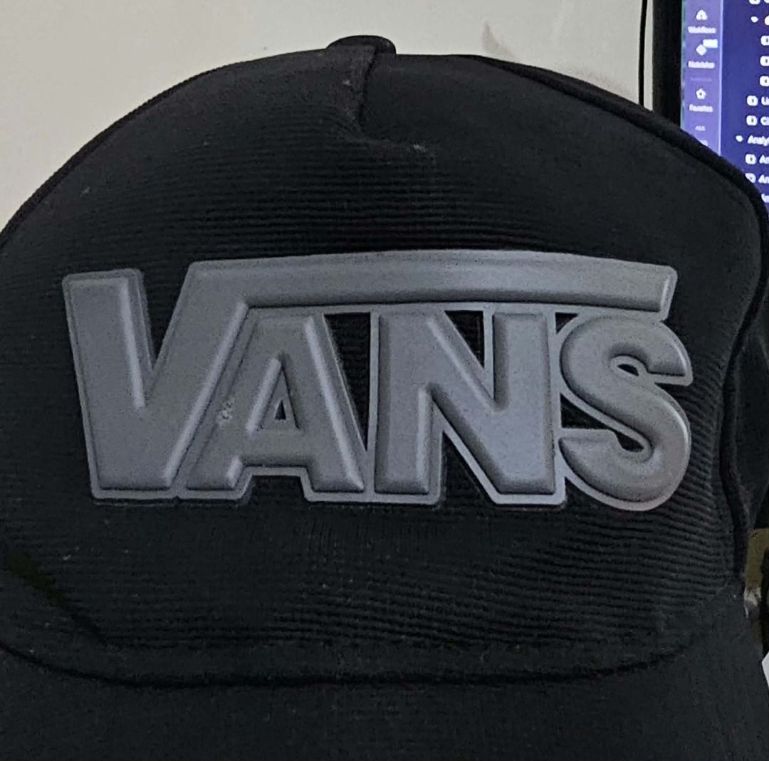 Vans Black Cap with Raised Grey Logo (Category: Caps & Hats) located in Manila. Submitted by mwnadala (Listing ID 1467594636, Image 3). Description: Item for Sale: Black Vans Baseball Cap Color: Black Condition: Used Reason for Selling: No more need Meet Up Location: Meet Up Location: LRT 2 V. Mapa Station, V. Mapa Amaia Skies, Kalentong Market , Bacood Elementary School and surrounding area Issues: Metal parts have rusted parts Features: Black V