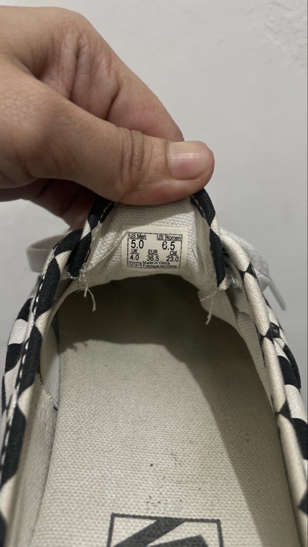 Vans Checkerboard Mule Slip-On Sneakers (Category: Sneakers) located in Makati City. Submitted by maurees_ (Listing ID 1467399211, Image 2). Description: US MEN 5 US WOMEN 6.5 EU 36.5 23 CM NO ISSUE LILINISAN NA LANG NO BOX.