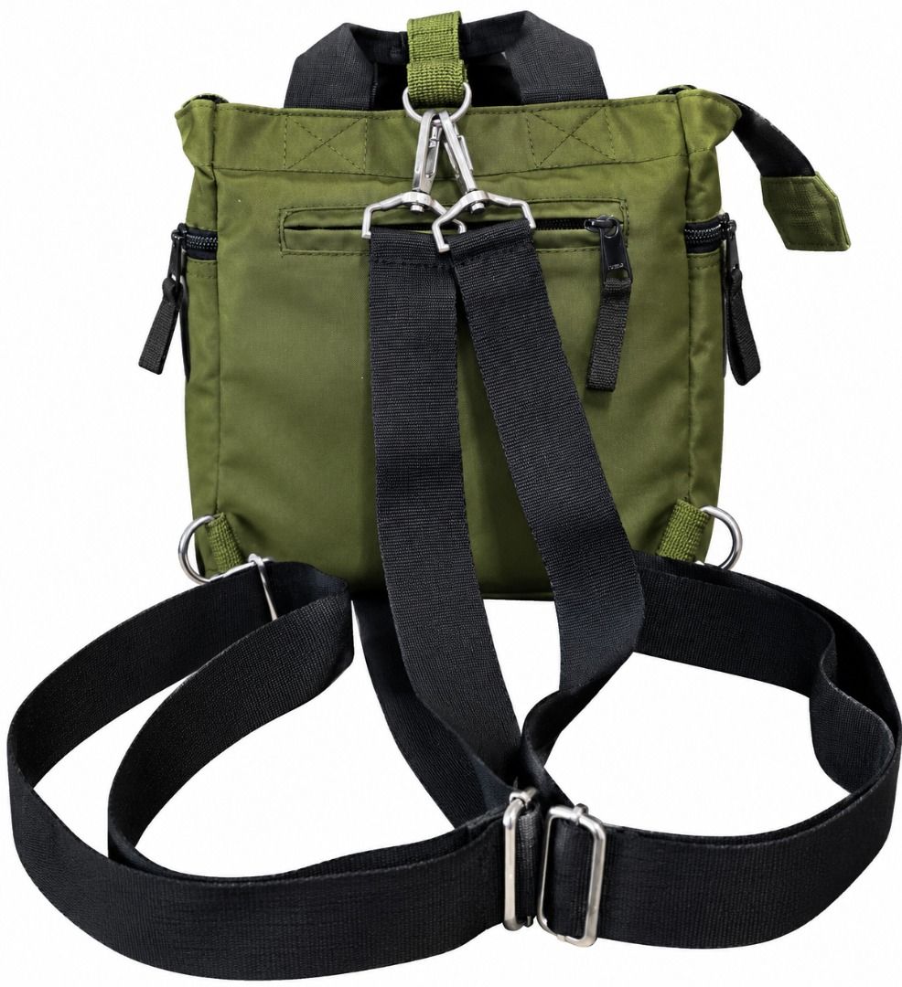 Versatile Olive Green Convertible Tote Bag Backpack (Category: Backpacks) located in Quezon City. Submitted by pyress (Listing ID 1467556472, Image 2). Description: - Color: Versatile olive green neutral earth tone - Material: Sturdy and durable canvas - 3-in-1 Design: Wear as a tote, shoulder bag, or backpack using adjustable straps - Storage: Front zippered pocket and convenient side pockets for easy access - Handles: Sturdy dual grab handles o