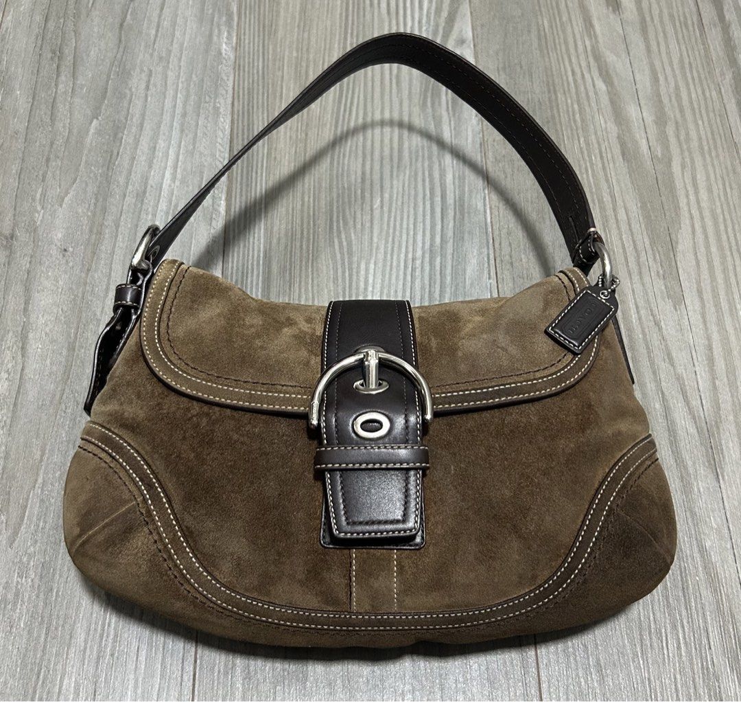 Vintage Coach Medium Suede Soho (Category: Luxury Bags & Wallets) located in Manila. Submitted by fabulousfindsx (Listing ID 1467500208, Image 1). Description: Vintage Coach Medium Suede Soho Rare colorway Authentic Ykk zip Good condition Needs suede cleaning Pm!.