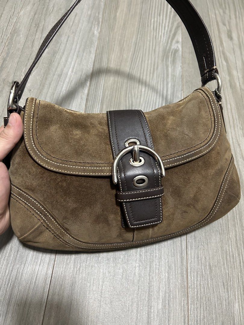 Vintage Coach Medium Suede Soho (Category: Luxury Bags & Wallets) located in Manila. Submitted by fabulousfindsx (Listing ID 1467500208, Image 2). Description: Vintage Coach Medium Suede Soho Rare colorway Authentic Ykk zip Good condition Needs suede cleaning Pm!.