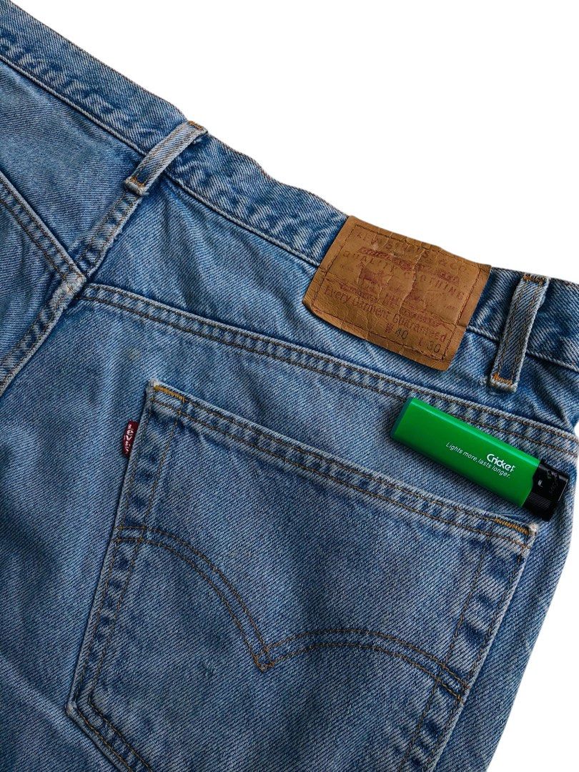 Vintage 90s Levis Denim Pants (Category: Jeans) located in Angeles City. Submitted by wwdrip (Listing ID 1467517234, Image 2). Description: VINTAGE LEVIS JEANS♻️ waist : 38-40 length : 42 leg open : 9 color rate : 9.5/10 | excellent issue : minimal distress | check details ₱1,000.