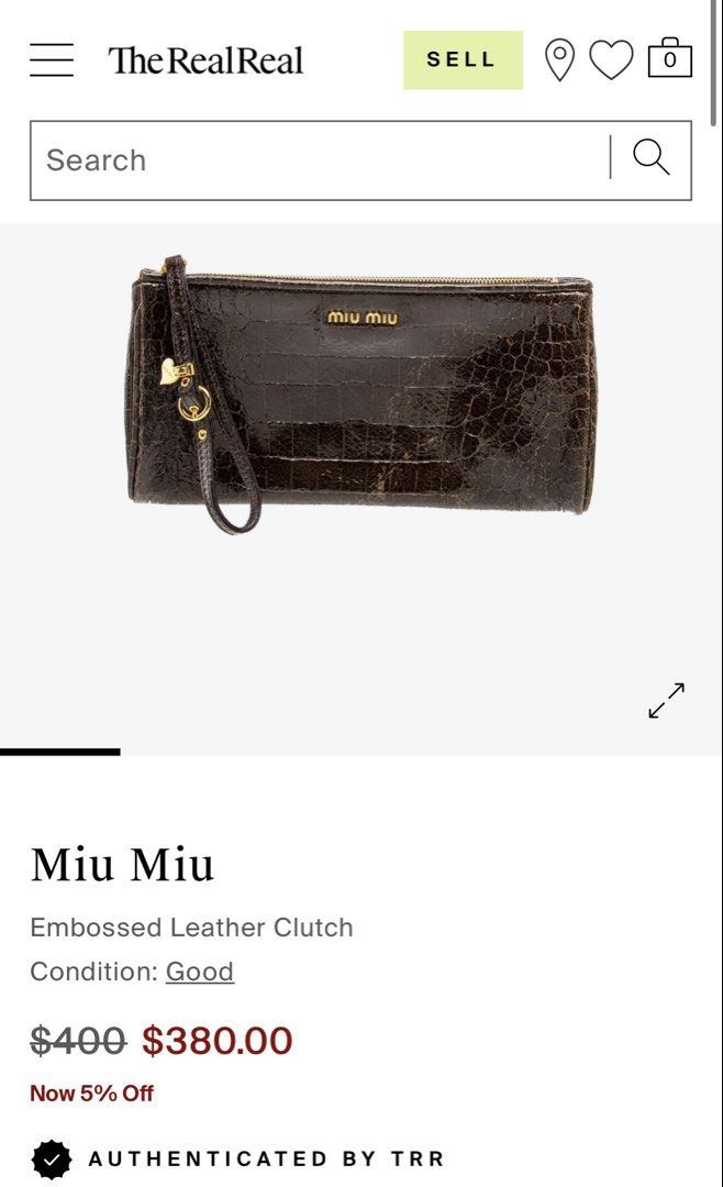 Vintage Miu Miu Wrislet Pouch (Category: Clutches) located in Paranaque City. Submitted by dalle_closet (Listing ID 1467430258, Image 2). Description: genuine leather natatanggal na yung coating niya na dark brown. tanggalin niyo nalang lahat. .