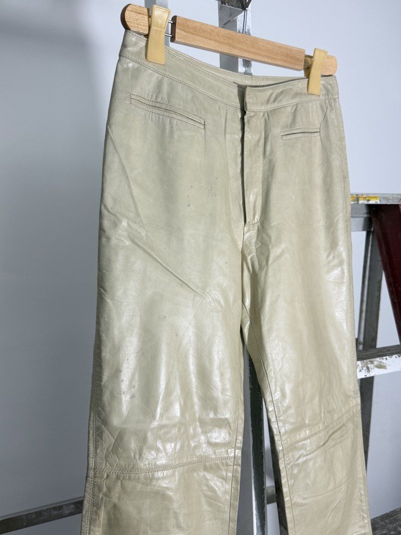 Vintage Roberto CavalliFlared Bootcut Leather Pants (Category: Jeans) located in Baguio. Submitted by archival.store (Listing ID 1467528095, Image 3). Description: Vintage Roberto CavalliFlared Bootcut Leather Pants Waist:27.1 Length:39.3 Thigh:11 Opening:8.1.