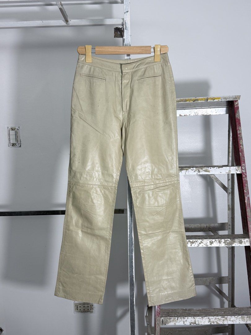 Vintage Roberto CavalliFlared Bootcut Leather Pants (Category: Jeans) located in Baguio. Submitted by archival.store (Listing ID 1467528095, Image 1). Description: Vintage Roberto CavalliFlared Bootcut Leather Pants Waist:27.1 Length:39.3 Thigh:11 Opening:8.1.