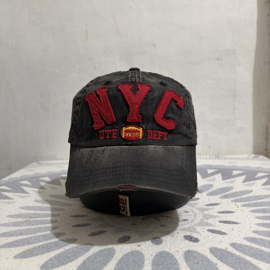 Vintage Washed Distressed Black “NYC” Cap/Hat (Category: Caps & Hats) located in Pagsanjan. Submitted by y2korn (Listing ID 1467563155, Image 1). Description: Vintage Washed Distressed Black “NYC” Cap/Hat - Excellent condition - No flaws - Adjustable Mop - GCASH OR PAYMAYA Courier - J&T 📍Pagsanjan,Laguna ₱250 + sf.
