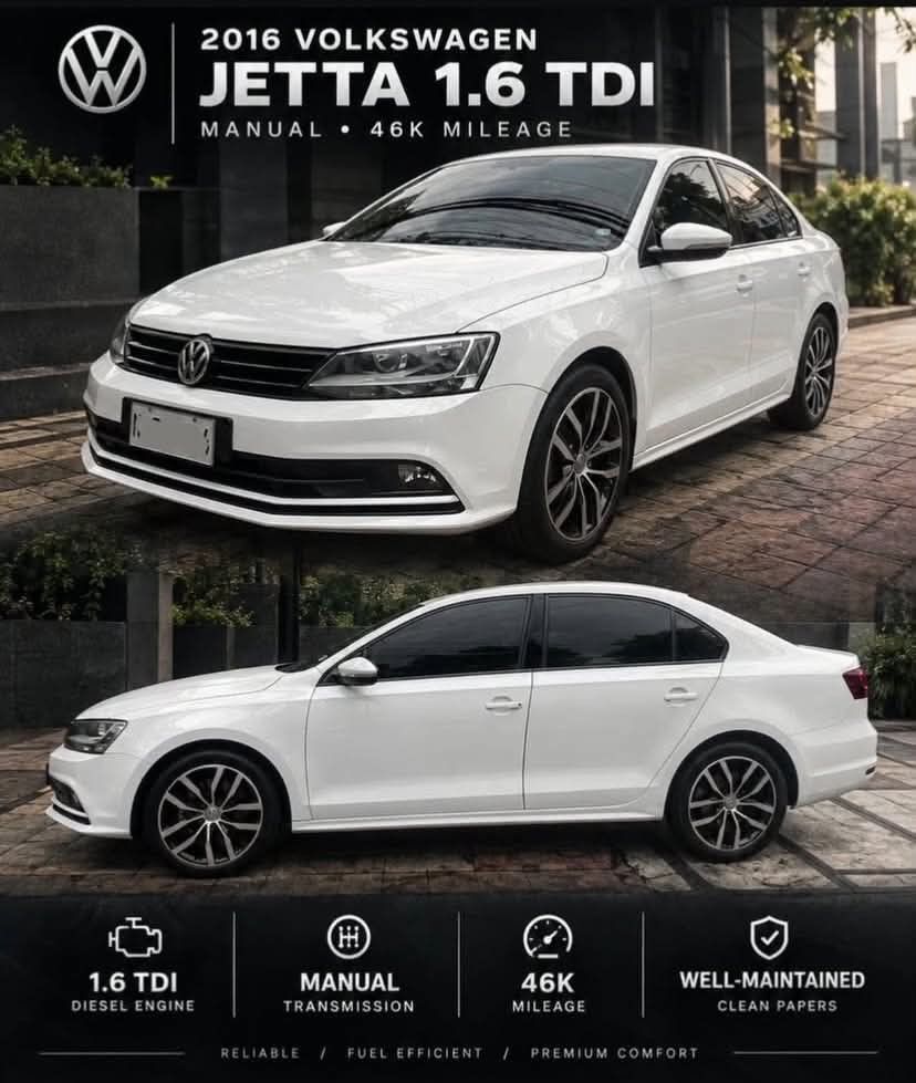 Volkswagen Jetta 1.6 TDI (Category: Heavy Vehicles) located in Quezon City. Submitted by zznnsht (Listing ID 1467393363, Image 1). Description: Volkswagen Jetta 1.6 TDI Registered till 2027 46,*** Mileage Clean Papers ready to TOW Prestine Condition NEGOTIABLE!! ROLLING HILLS NEW MANILA 9TH STREET LOC..