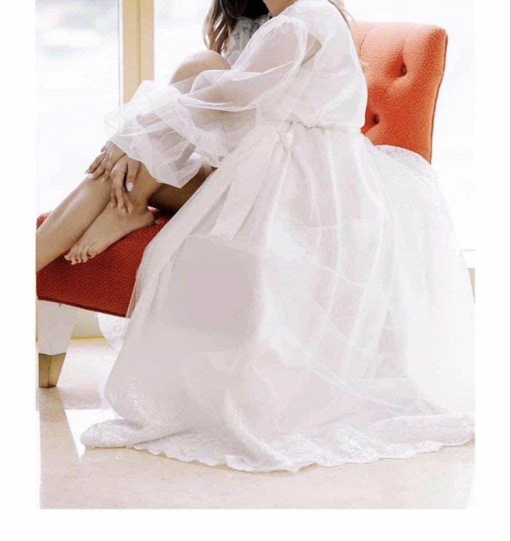 Wedding Robe (Category: Dresses) located in Caloocan City. Submitted by errrkey (Listing ID 1467496178, Image 2). Description: FS: Original La Rosa Bridal Robe with inner lingerie Style: Hillary Size: Free size - fits medium body frame With: Camisole Sheer bag La Rosa Tote Bag 📍Cainta, Rizal (weekends) or Makati (weekdays) Shipping: Lalamove Price is Negotiable PM if interested! ❤️.