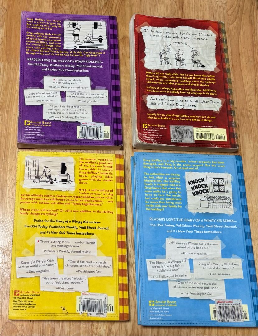 Diary of a Wimpy Kid (Category: Children's Books) located in Marikina City. Submitted by thrifty_trinkets_by_anais (Listing ID 1467398657, Image 2). Description: 🌸 Selling own preloved/brand new items for less - EVERYTHING is negotiable as long as REASONABLE in price 🤗 📕 Red, well used, Pho 100 📕 Purple, well used, Php 100 📕 Yellow, new, Php 150 📕 Blue hardbound, new, Php 200 🙏🏻 Please also check my account for more marked down items 🫶 �