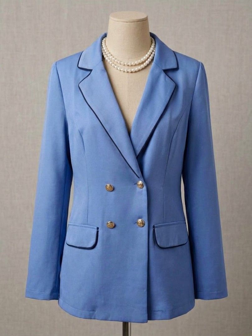 women blazer (Category: Coats, Jackets and Outerwear) located in Manila. Submitted by nikita02_kara (Listing ID 1467598730, Image 1). Description: 📌Blazer light blue no lining fit large xl with sando black strechable On hand.we delivery same day via lalamove.shipping fee c/o buyer Note payment first to avoid cancelation.