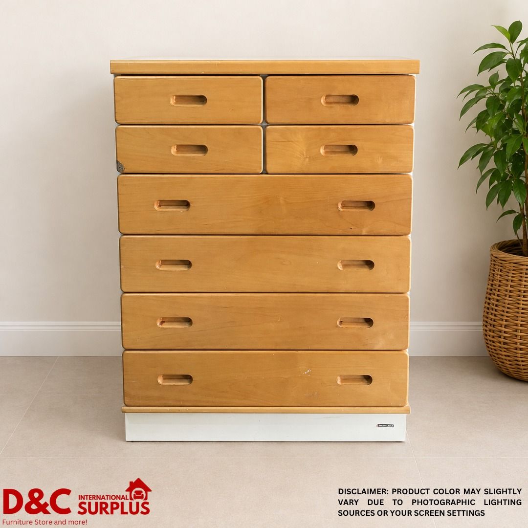 WOODEN DRAWER CABINET (Category: Shelves, Cabinets & Racks) located in Caloocan City. Submitted by dcintsurplus (Listing ID 1467430219, Image 1). Description: WOODEN DRAWER CABINET P4,490 📏 DIMENSIONS: • Length: 81.5 cm • Width: 44 cm • Height: 108.5 cm 📋 Product Details: • 8 Drawers • Spacious multiple drawers • Natural wood finish • Practical storage solution ⚠️ Please note: This is a surplus/pre-owned item. Expect signs of previous use, mino