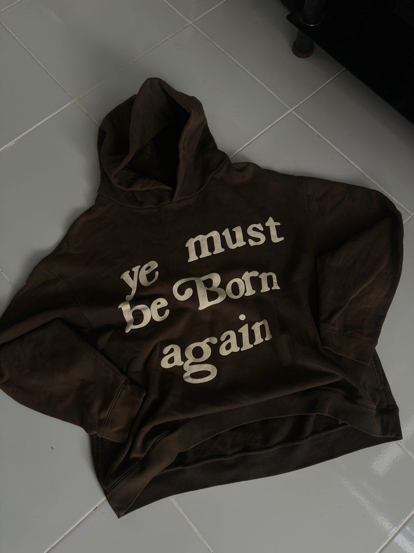 Ye Must Be Born Again (kanye west) (Category: Coats, Jackets and Outerwear) located in Mabalacat. Submitted by justnnval (Listing ID 1467384478, Image 1). Description: Ye Must Be Born Again' Heavyweight Hoodie Color: Brown Size: 26W 28L Material: Heavyweight cotton fleece Condition: 9/10.