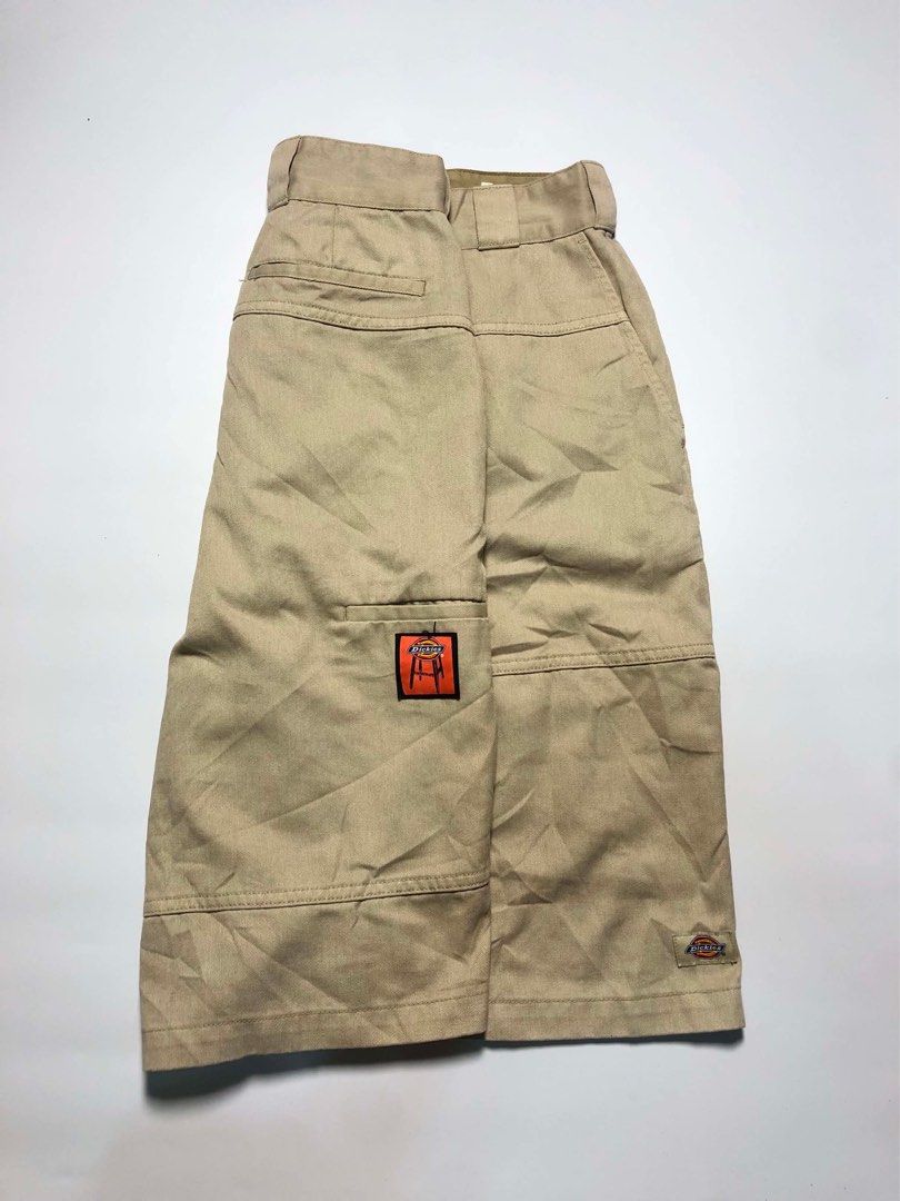 Yeseyesee X Dickies (Category: Shorts) located in San Francisco. Submitted by thrifttrippings (Listing ID 1467408799, Image 1). Description: - W 33-34 - L 23.5 - Brand: Dickies & Yeseyesee - Color: Khaki - Material: Durable twill fabric with clean construction - Fit: Standard fit with belt loops - Details: Contrast stitching, panel details, and iconic orange patch logo - Pockets: Multiple utility pockets including a button-closure back pocket - S