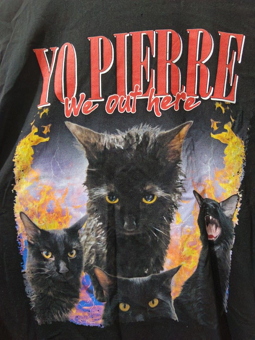 Yo Pierre We Out Here (Category: Tshirts & Polo Shirts ) located in Taguig. Submitted by thriftedminds (Listing ID 1467473727, Image 2). Description: Item: Yo Pierre We Out Here🔥 ‎Size: Thread Heads (L) ‎Width: 22 ‎Length: 30 ‎Condition: Good ‎Issue: Multiple Pinhole DM to purchase 📩.