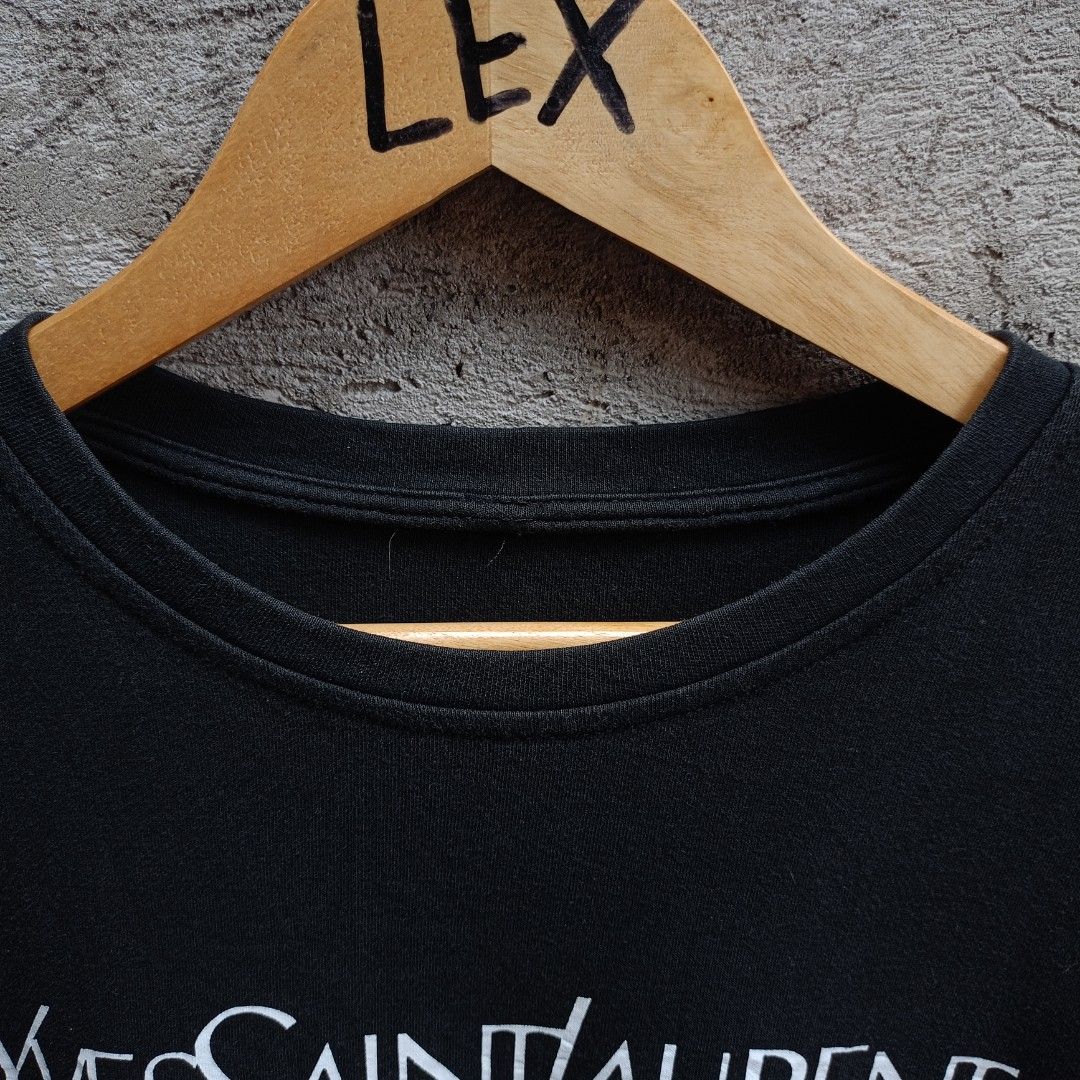 YSL BLACK TEE (Category: Formal Shirts) located in Koronadal. Submitted by thriflex.29 (Listing ID 1467476783, Image 3). Description: YSL Size: Large Measurements: Width 22.5 Length 27 Condition: 9/10 - Excellent Colorate: 9/10 Issue: Missing tags Mine: 350.