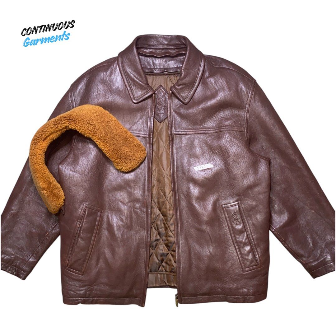 YSL VINTAGE LEATHER JACKET (Category: Coats, Jackets and Outerwear) located in Cagayan de Oro. Submitted by continuous.garments (Listing ID 1467396424, Image 2). Description: YSL VINTAGE LEATHER JACKET Mine: 12k Authentic Dimes: 23 x 27 Excellent condition .