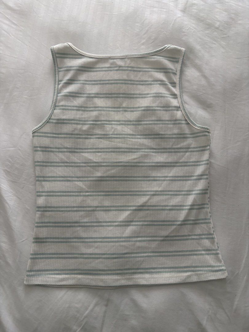 Zalora Basics Striped Ribbed Tank Top Size L (Category: Sleeveless) located in Manila. Submitted by reeses_pieces_1 (Listing ID 1467385111, Image 2). Description: — can fit for loose s and m also — super cute basic — rfs: decluttering .