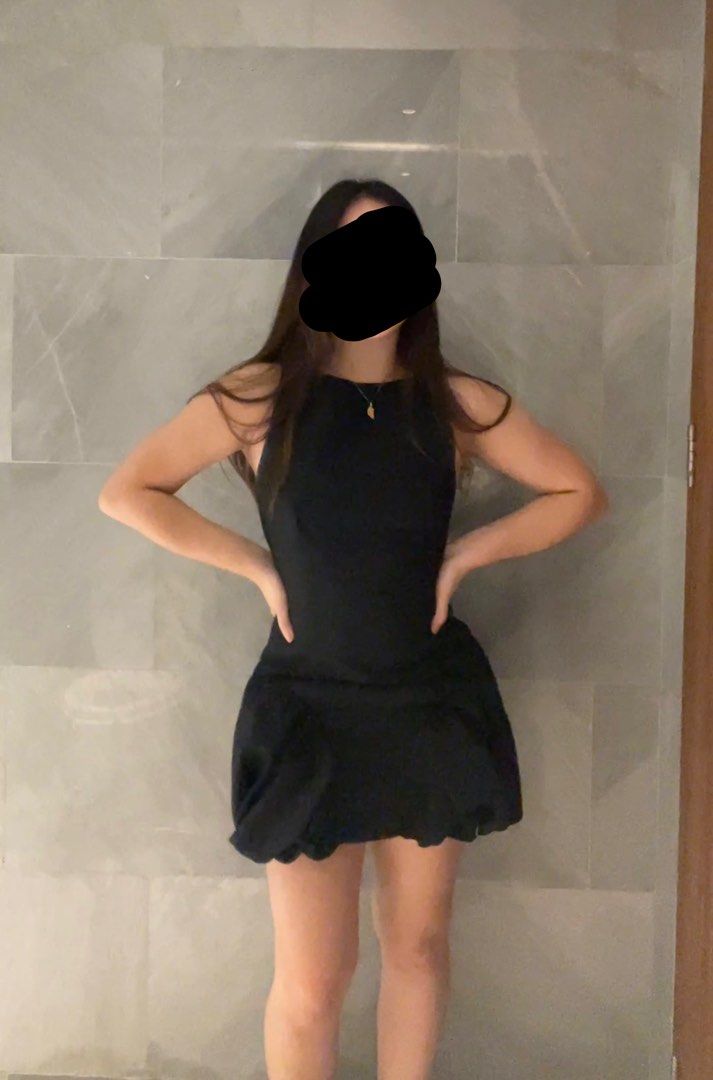 ZARA Black Balloon Hem Mini Dress (Category: Dresses) located in Quezon City. Submitted by sandrapreloves (Listing ID 1467516261, Image 2). Description: small-medium.