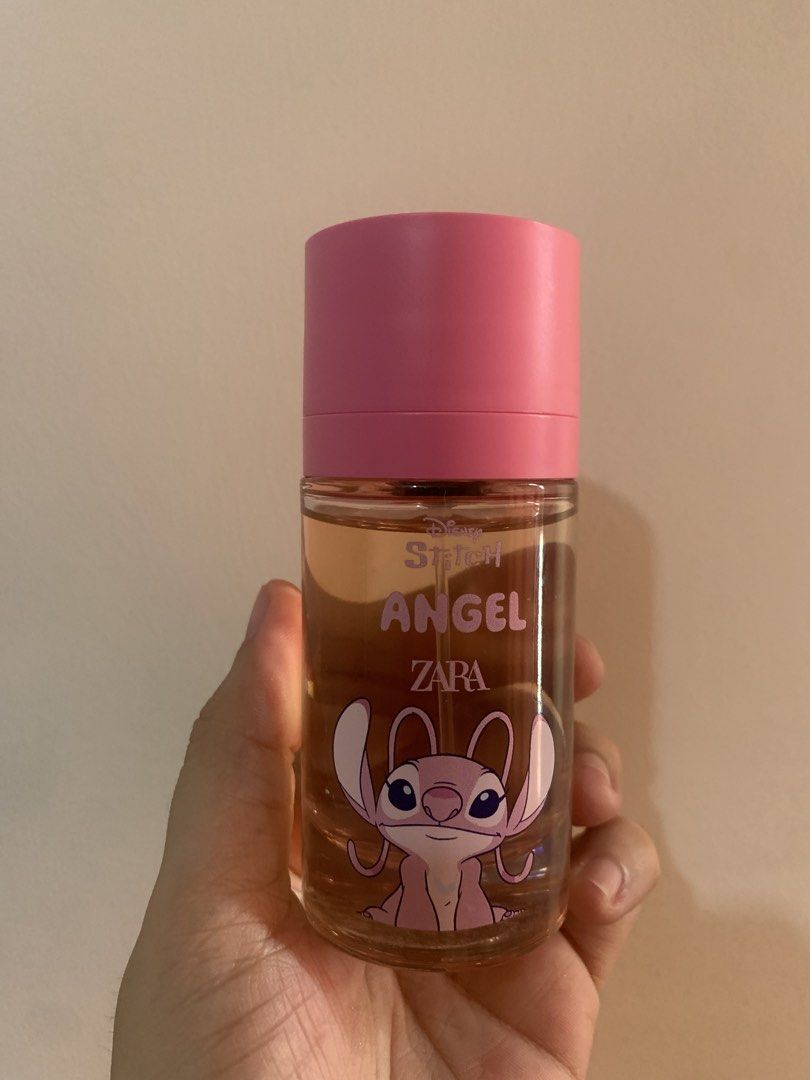 Zara Disney Stitch Angel Perfume (Category: Fragrance & Deodorants) located in General Trias. Submitted by clairexlaundromat (Listing ID 1467384803, Image 1). Description: - Brand: Zara x Disney (Stitch & Angel edition) - Design: Cute graphic on the front with a sweet pink cap - Bottle: Clear glass showcasing the light amber scent - Type: Standard spray perfume bottle - Condition: Guaranteed authentic, great for gifts or collection - Shipping: Fa