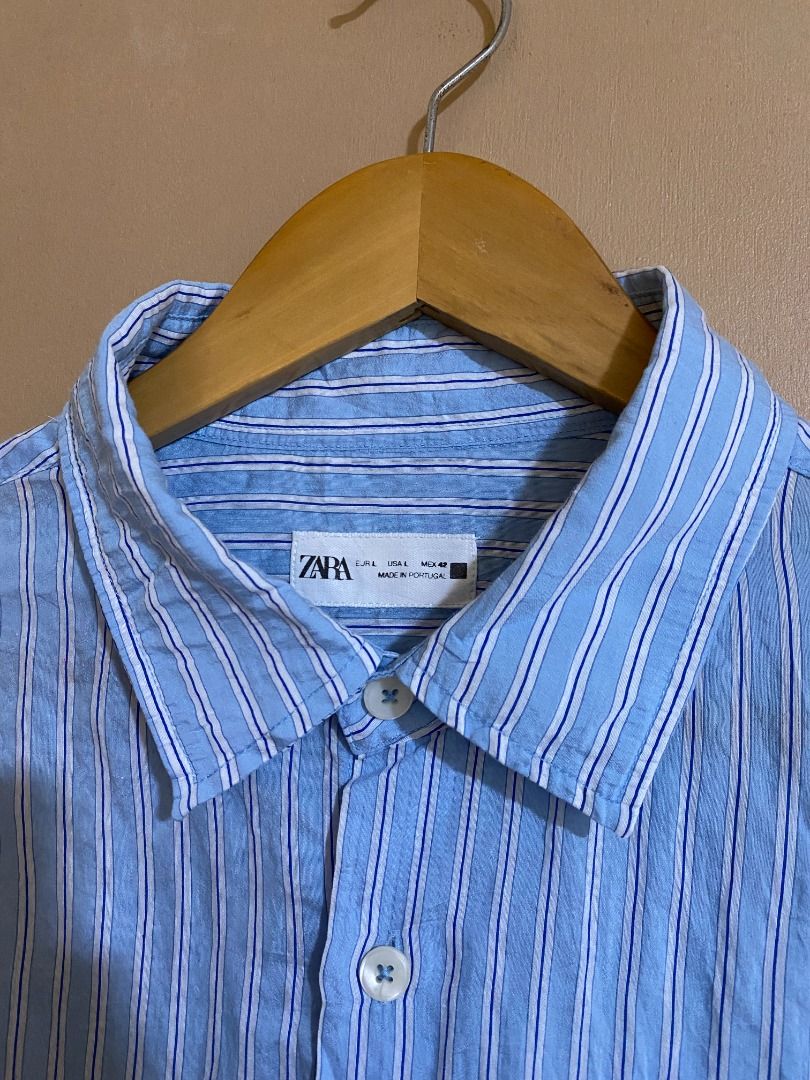 Zara Lightweight Striped Button Up Polo (Category: Tshirts & Polo Shirts ) located in Cadiz. Submitted by thespotcdz (Listing ID 1467398862, Image 2). Description: Large on tag Width 24.5" Length 28" Excellent condition.