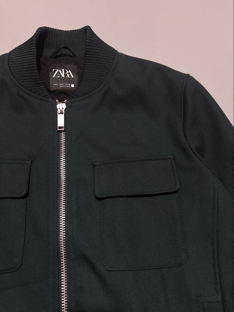 ZARA MEN BOMBER JACKET (Category: Coats, Jackets and Outerwear) located in Tacloban City. Submitted by katimmyroy (Listing ID 1467450991, Image 3). Description: Dimensions: 20x26 Size S on tag Excellent Condition Cut Washtag.