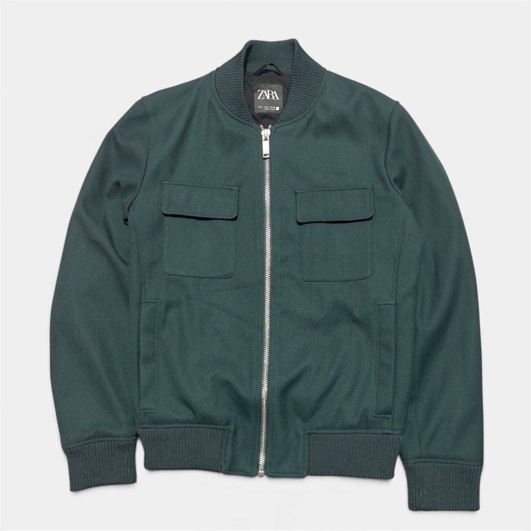ZARA MEN BOMBER JACKET (Category: Coats, Jackets and Outerwear) located in Tacloban City. Submitted by katimmyroy (Listing ID 1467450991, Image 1). Description: Dimensions: 20x26 Size S on tag Excellent Condition Cut Washtag.