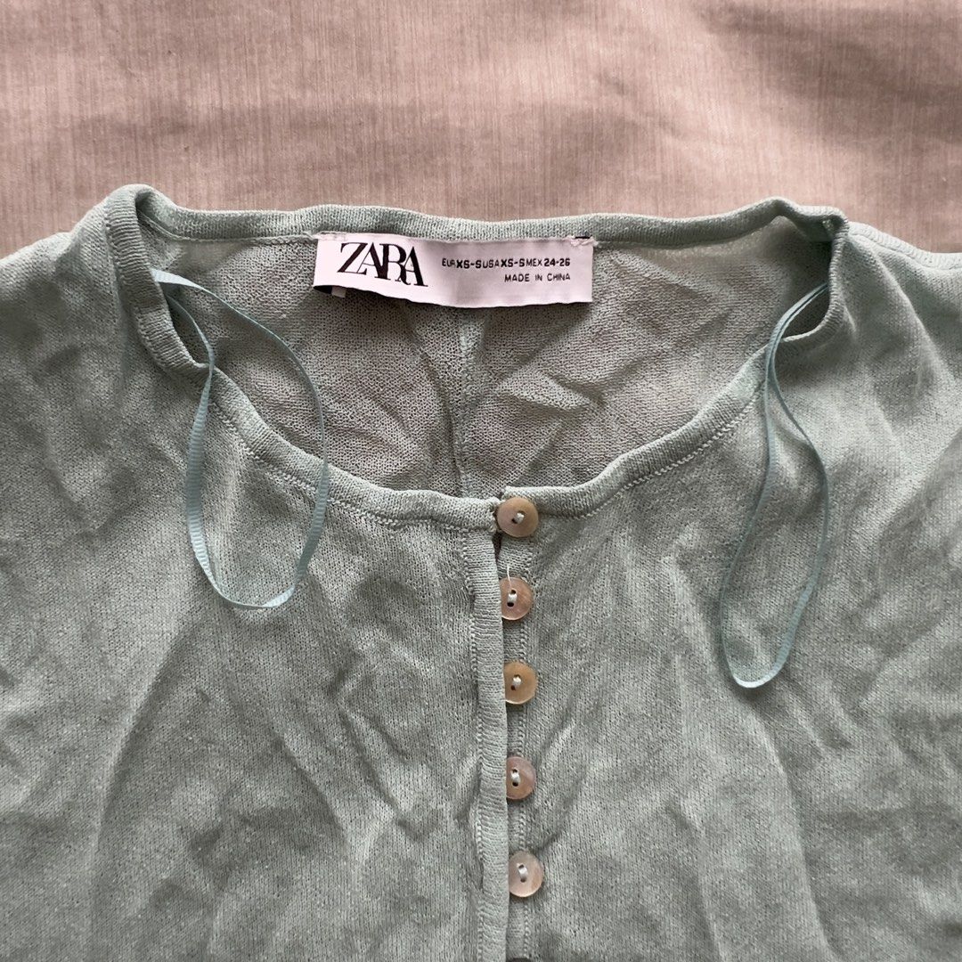 Zara Mint Green Button-Down Maxi Dress (Category: Dresses) located in Pasig City. Submitted by jenscloset86 (Listing ID 1467392474, Image 2). Description: Brand: ZARA Size: XS- S • Brand-new. Never used, never worn. • Washed once. • Lightweight knit fabric, breathable and comfortable. Measurement (in inches): Length: 48” Bust: 42” Shoulder: 20” Sleeve: 20”.