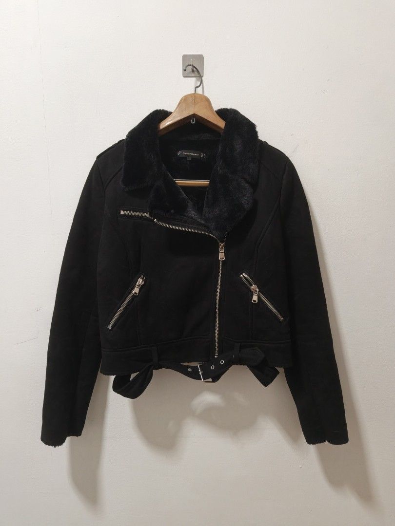 Zara Suade Jacket (Category: Coats, Jackets and Outerwear) located in Manila. Submitted by aristothrift (Listing ID 1467590819, Image 1). Description: Medium on tag Dimes: 19x20 Location: Antipolo Negotiable.