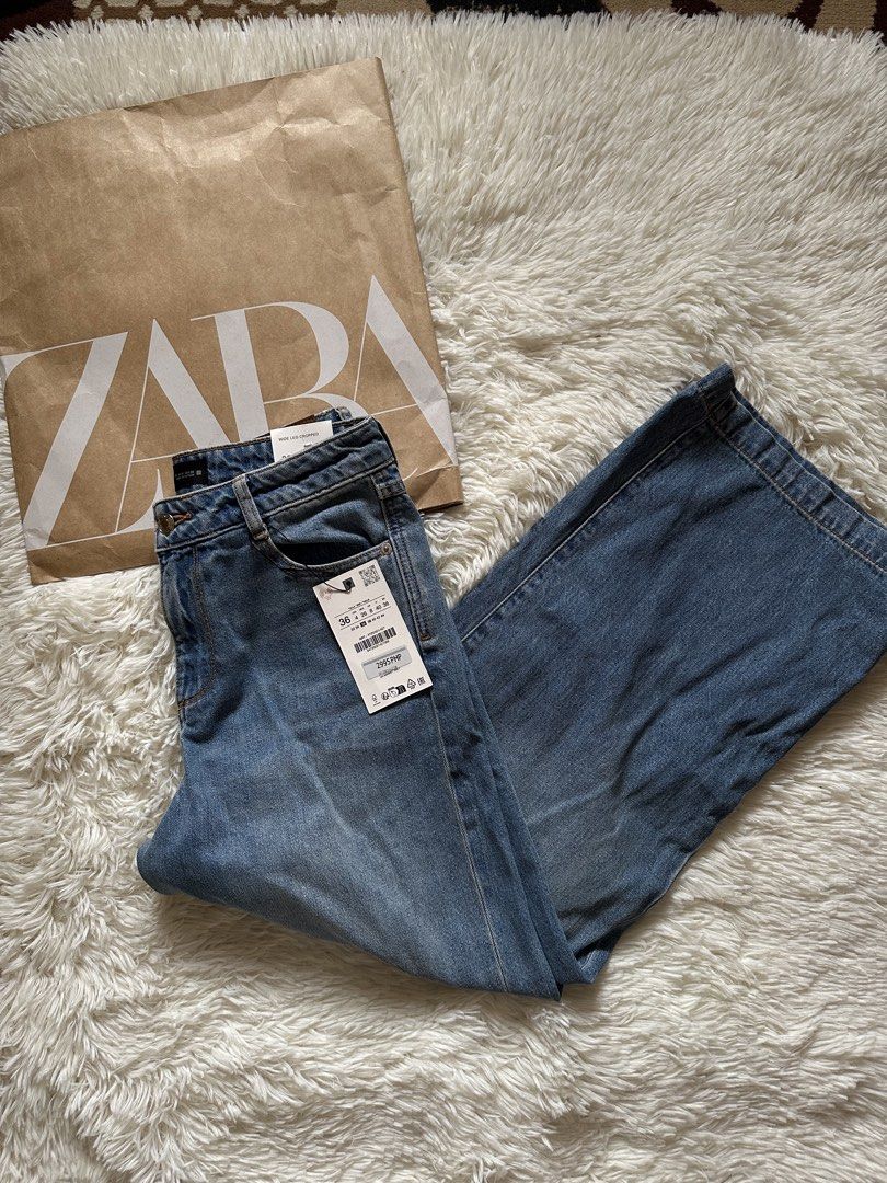 Zara Wide Cropped Jeans (Category: Jeans) located in Lucena. Submitted by helpmedeclutter07 (Listing ID 1467389887, Image 1). Description: no belt include.
