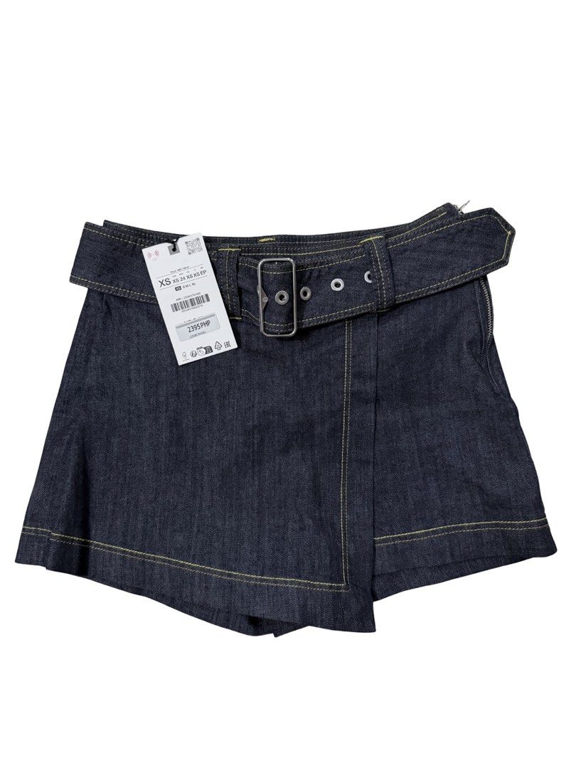 Zara Wrap Skort with Belt (Category: Skirts) located in Manila. Submitted by eleanor_rien (Listing ID 1467524066, Image 2). Description: Guaranteed Authentic Got it for ₱2,395 from Zara Trinoma Size: XS No when worn since it's brand new and never been used. 😊 The tag is already cut, but I attached it and will include it with the skort so you can verify the item's authenticity through the tag's QR and item code. 💗 MOP: BDO MOD: J&T or Lalamove.