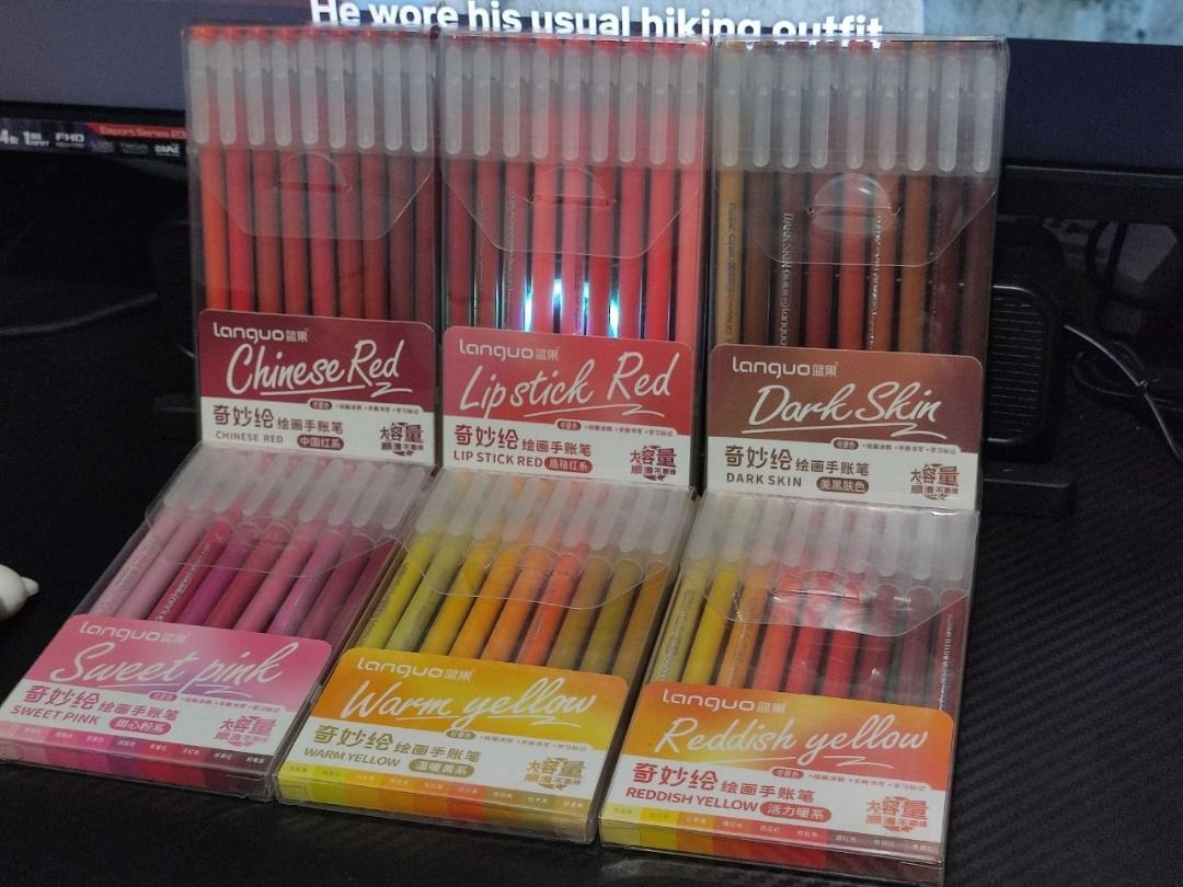 234 Languo Gel Pens (Category: Stationery & School Supplies) located in Quezon City. Submitted by zierico (Listing ID 1467745416, Image 2). Description: Take all! Used 4x. Mas prefer ang acryclic markers and will buy a bigger set. Most pens are working + Freebies of pen kuromi stacks para mas maganda flow ng pens. - Authentic Lanquo multi-color pen sets in various popular series: Colour of Skin, Maillard, Morandi, Highlight, Chinese Red, Soda Gre