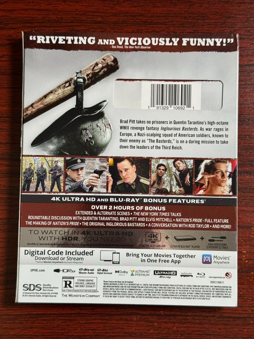 4K Ultra HD Blu-ray Inglourious Basterds (Category: Blu-Ray & Media Players) located in Caloocan City. Submitted by ironman_collector81 (Listing ID 1467605214, Image 2). Description: For Sale Only Original I Only Accept Gcash and BPI Location: Westwood 7 GenTri Cavite .