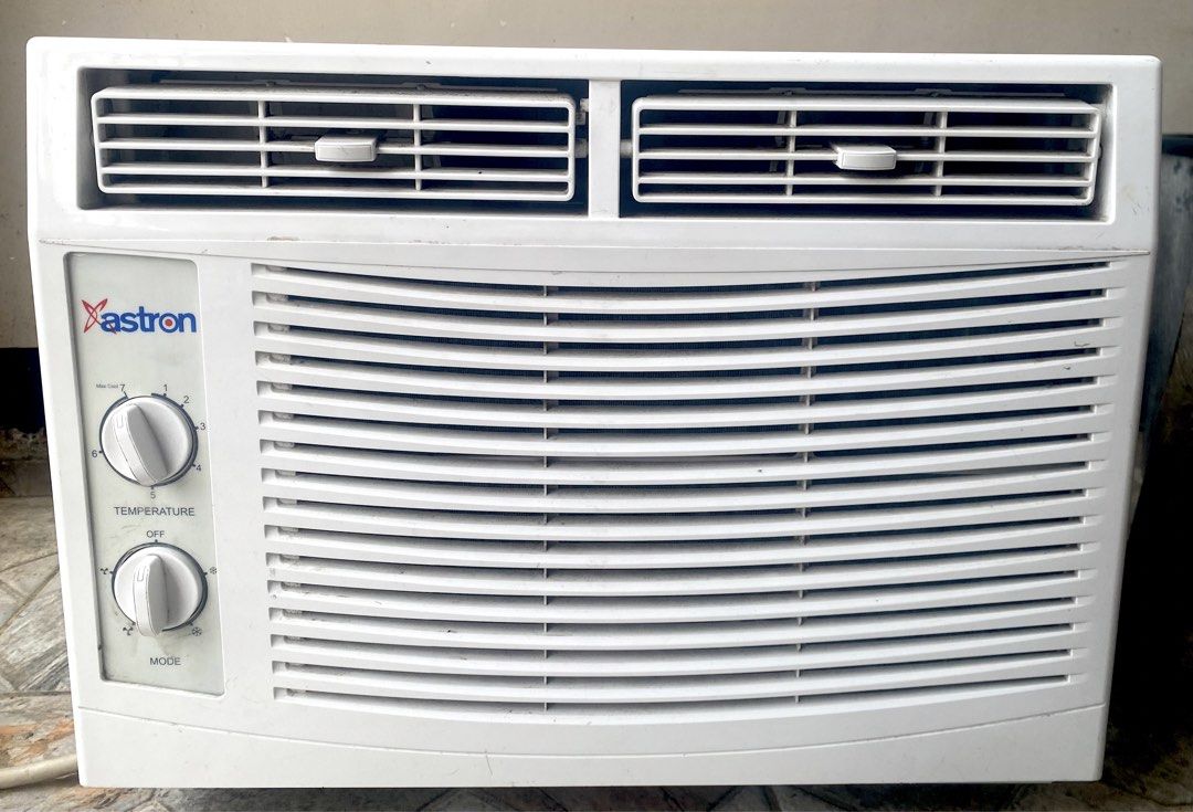.6HP Astron Window Type Air Conditioner (Category: Air Conditioning and Heating) located in Manila. Submitted by almira_03 (Listing ID 1467722220, Image 1). Description: - Brand: Astron - Type: Window type air conditioner - Color: White - Controls: Dual rotary knobs for temperature and mode - Features: Top vents for easy airflow direction, standard compact size fits most windows - Condition: Powers up fine, cools the room fast - FREE DELIVERY - C