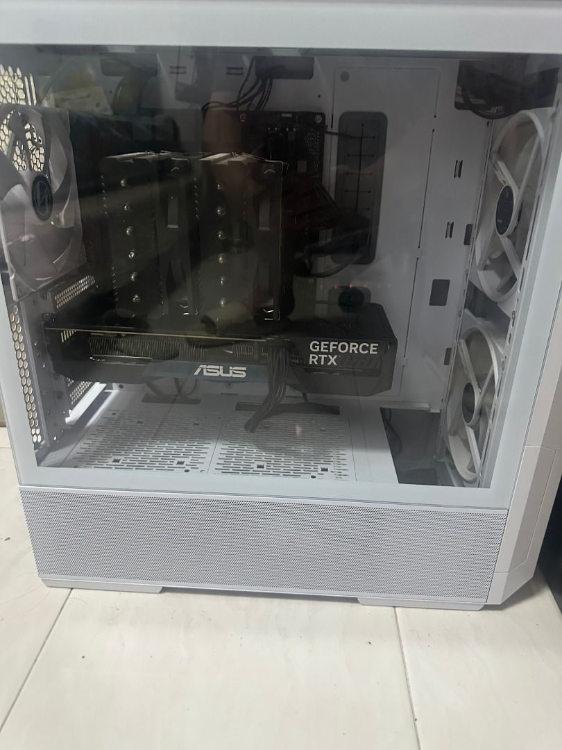 Ryzen 7 7800X3D+RTX 4070+16GB+1TB gaming pc/desktop (Category: Desktops) located in Singapore. Submitted by chilibangbang (Listing ID 1467609546, Image 1). Description: High-performance PC built to play all games at high frame rates in 2K resolution CPU: AMD Ryzen 7 7800X3D 8-Core Processor MB: TUF GAMING B650M-PLUS WIFI (12+2+2） RAM: 1*16 Patriot DDR5 RAM 16GB 6000MHZ GPU: ASUS ATS GeForce RTX 4070 Gaming Megalodon OC 12GB (3 FANs GPU with power