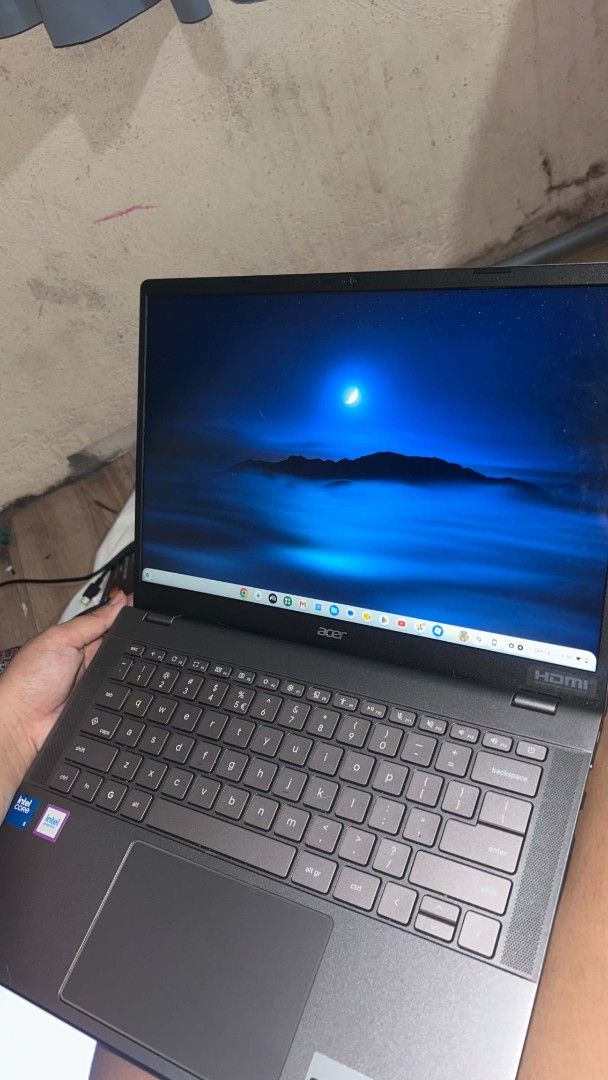 Acer Chromebook Plus 514 (Category: Laptops & Notebooks) located in Manila. Submitted by abrahamja75719 (Listing ID 1467732474, Image 3). Description: - Model: Acer Chromebook Plus 514 (Dark Grey) - OS: ChromeOS (Fast startup and smooth performance) - Processor: Intel - Display: Clear 14-inch screen - Condition: Clean keyboard, trackpad, and intact bottom vents with original stickers - Battery: Holds charge well - Inclusions: Original charger inc