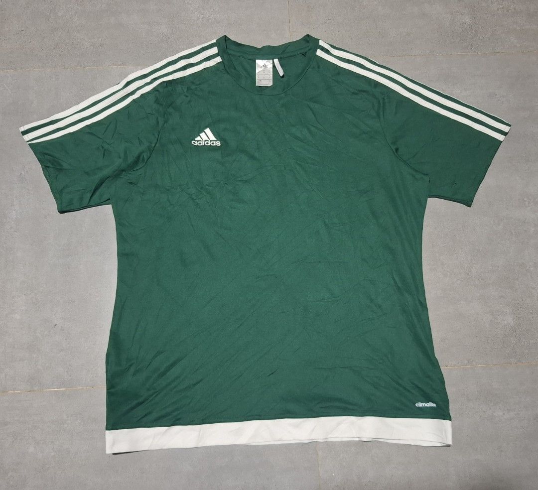 Adidas Climalite Estro 15 (Category: Tshirts & Polo Shirts ) located in Rizal. Submitted by marcothrifts (Listing ID 1467718615, Image 2). Description: Adidas Climalite Estro 15 Drifit XL on tag Width: 21.5 Length: 27.5 Color rate: 9.9/10 Verygood Condition No issue.
