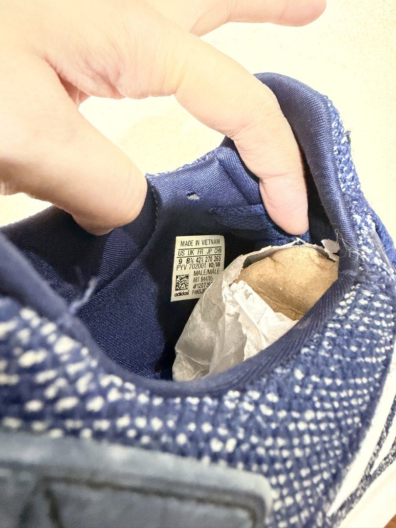 Adidas Lite Racer Cloudfoam Blue Sneakers US 9 (Category: Sneakers) located in Quezon City. Submitted by milkybutter21 (Listing ID 1467640821, Image 3). Description: - Brand: Adidas Cloudfoam - Color: Blue and white knit mesh - Size: Men's US 9 / UK 8.5 / FR 42.5 - Features: Comfortable slip-on fit, lace-up closure, and heel pull tabs - Condition: Light signs of wear on uppers and rubber soles; original tags and size labels intact.