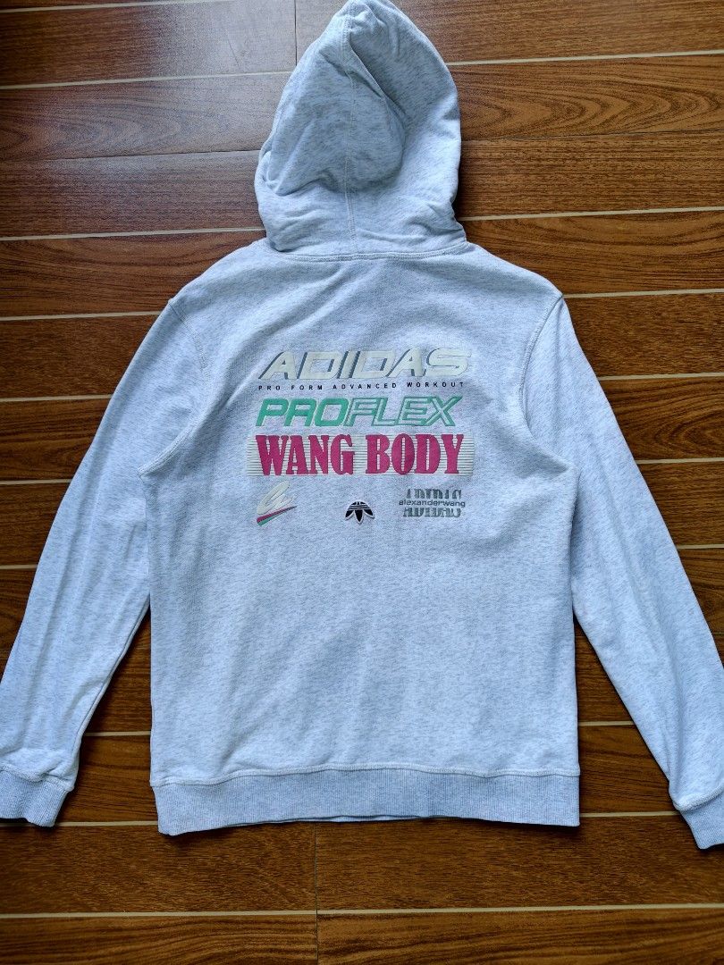 Adidas x Alexander Wang "Wangbody" Pullover Hoodie (Category: Hoodies) located in Davao. Submitted by raymnd89 (Listing ID 1467743484, Image 2). Description: Adidas x Alexander Wang "Wangbody" Pullover Hoodie S: Medium on tag, can fit medium to large L: 27 W: 20 Color rate: 9.5 or better Excellent condition Already washed Issue: none.