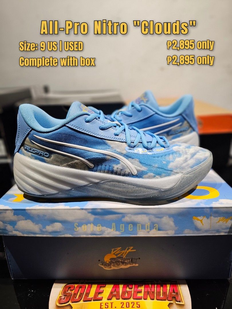 All Pro Nitro "Clouds" (Category: Sneakers) located in Manila. Submitted by ejjjjj09 (Listing ID 1467822716, Image 1). Description: Payment First (No COD / No COP) TRADE + CASH 📍 Pin: Sole Agenda 🤝 Meetup: Townsville Sabang, Dasmariñas, Cavite 📦 Shipping: Lalamove or J&T #SoleAgenda #OriginalShoes #AuthenticShoes #BasketballShoes #fypシ.