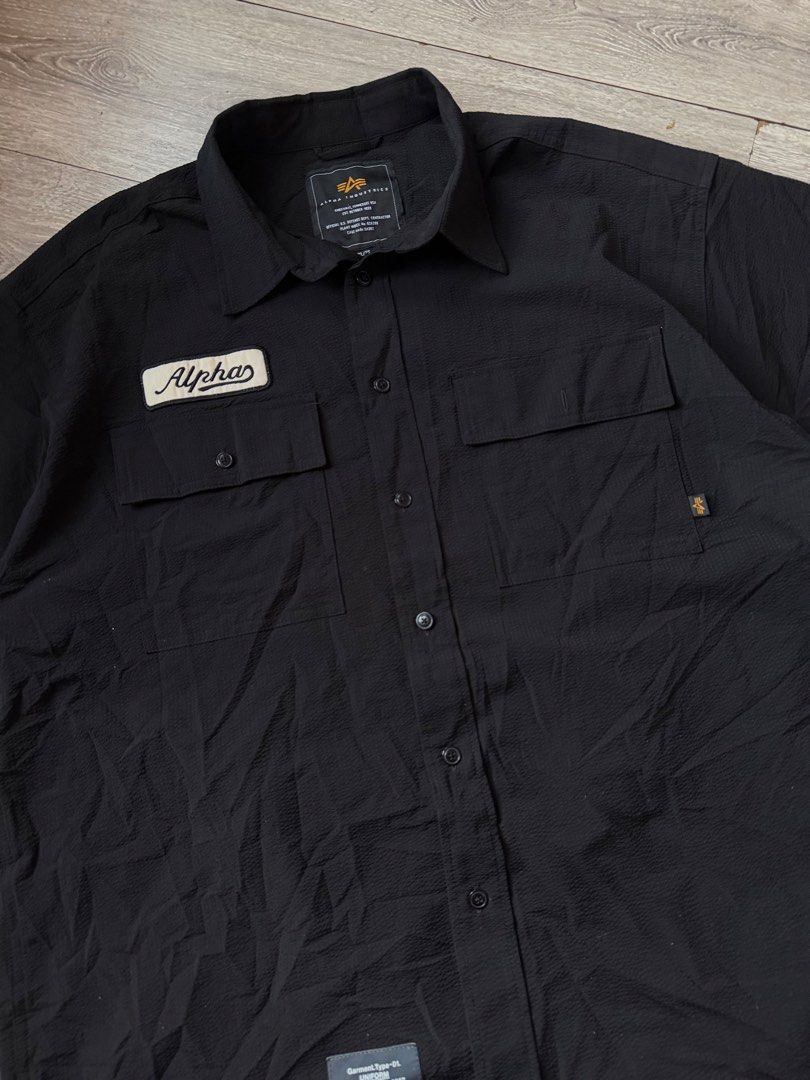 Alpha Industries Black Button Up Shirt Size XL (Category: Tshirts & Polo Shirts ) located in Legazpi City. Submitted by thefelicitythriftwear (Listing ID 1467661116, Image 2). Description: ALPHA INDUSTRIES XL on tag L31-32 W26 Excellent Condition Color Rate 9.9/10 No Issue ₱1,280 Disclaimer: This Item of clothing is not affiliated with any of the brands posted or mentioned in this account. All copyright and trademarks are reserved to the original