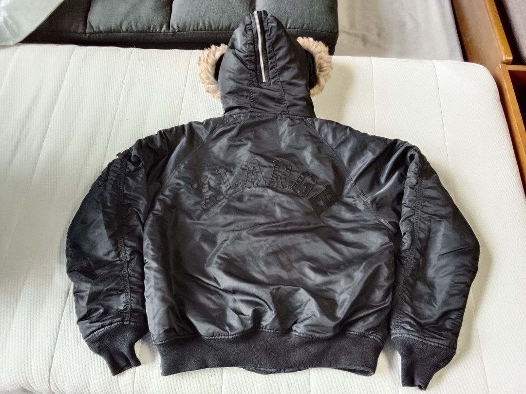 Alpha X Xlarge N2B core spec winter jacket / Alpha Industries (Category: Coats, Jackets and Outerwear) located in Manila. Submitted by newage.vintage (Listing ID 1467649736, Image 3). Description: - Brand collaboration: Alpha Industries X Xlarge - Colorway: All black ( black outer shell, black lining, black ribbed trim, and tonal black embroidery - Release era: Fall / winter 2024 collection - Outer materials: Durable, water resistant 100% flight 