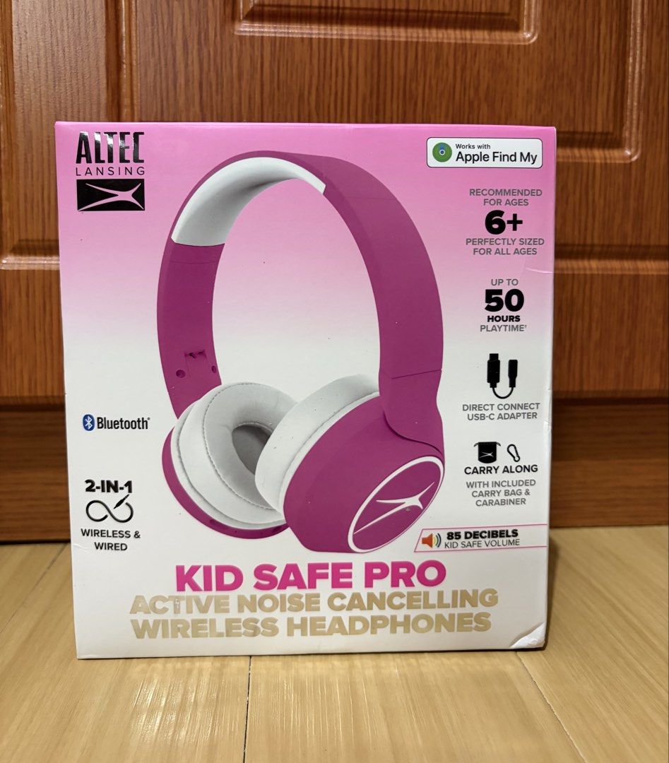 Altec Lansing Kid Safe Pro Pink Headphones (Category: Headphones & Headsets) located in Quezon City. Submitted by beckyshop2024 (Listing ID 1467683776, Image 1). Description: - Brand new - Original from US - Noise-cancelling - 2-in-1: Wired/Wireless.