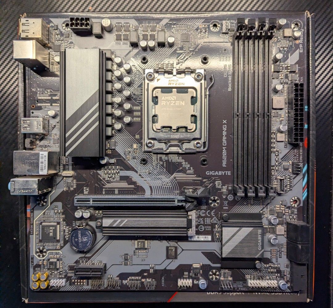 AM5 GIGABYTE A620M MOBO (BOARD ONLY) (Category: Computer Parts) located in Rizal. Submitted by mltech (Listing ID 1467606143, Image 1). Description: Selling board only with box (no i/o shield only can be bought online) No issue, already checked and tested all ports. Open for pickups to test & payment upon arrival of your rider for deliveries. Location: Montalban, Rizal (Princess Rica Shop).