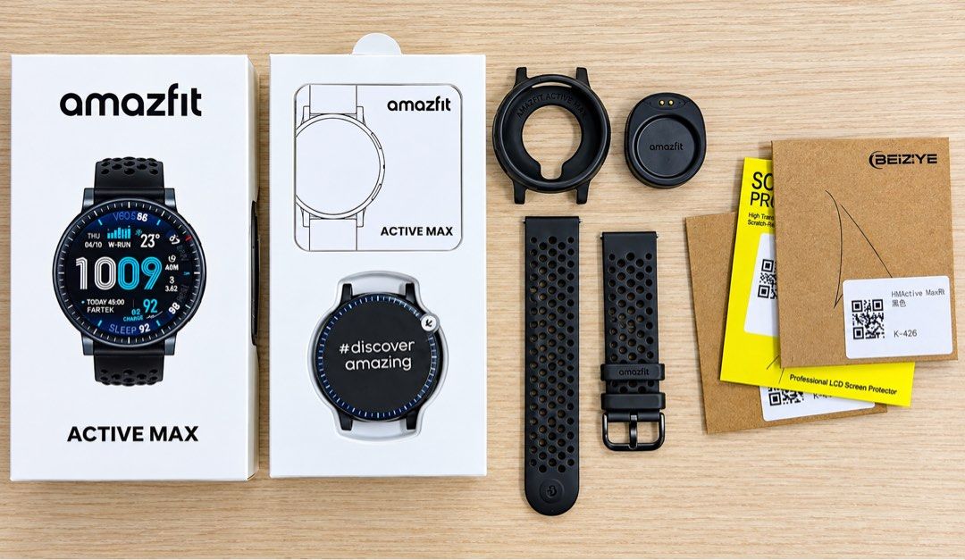 Amazfit Active Max (Category: Wearables & Smart Watches) located in Makati City. Submitted by yoursher (Listing ID 1467730689, Image 1). Description: Selling at ₱7,500, original price ₱11,499 With the last price, for sure, buyer. Purchased date: July 2026 The battery can last a week, depending on usage. Tempered glass attached. Can track all sports, especially running, gym, and hybrid sports like Hyrox, etc. Can track walking steps, sleeping, str