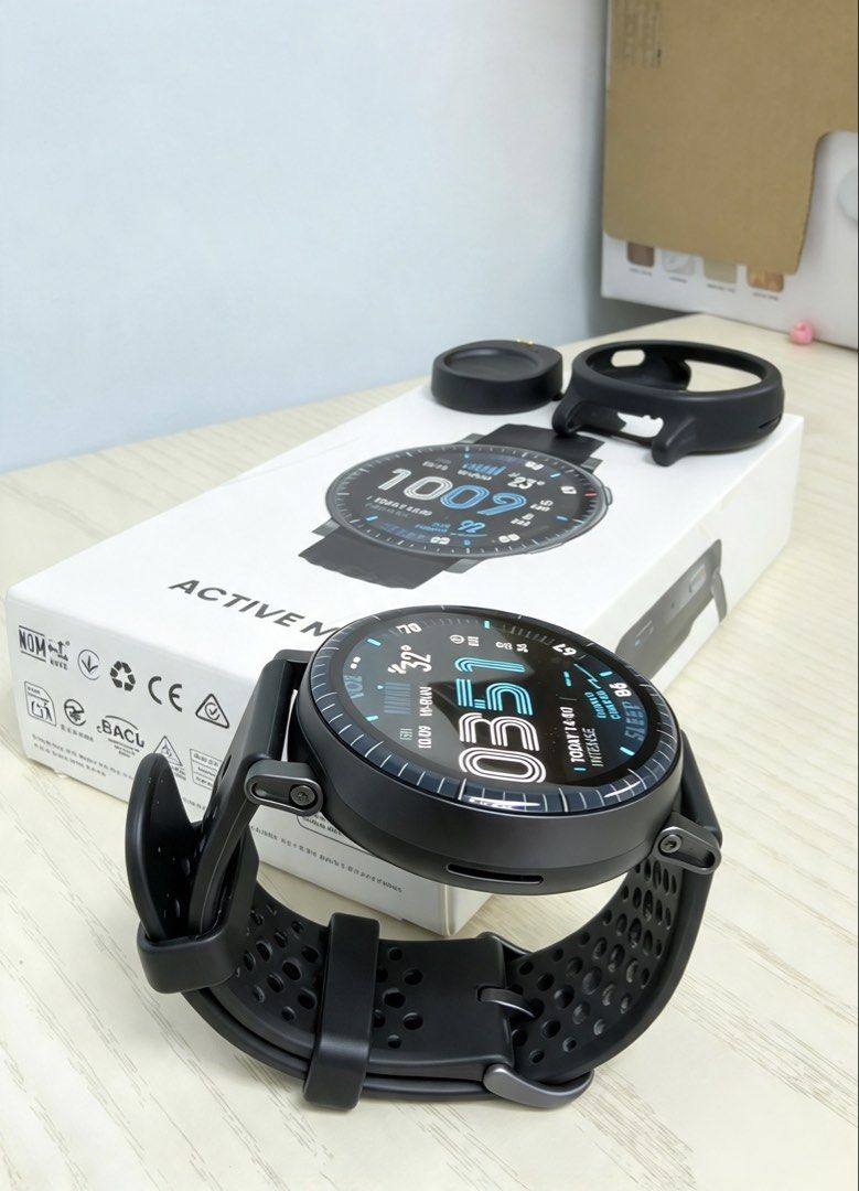 Amazfit Active Max (Category: Wearables & Smart Watches) located in Makati City. Submitted by yoursher (Listing ID 1467730689, Image 3). Description: Selling at ₱7,500, original price ₱11,499 With the last price, for sure, buyer. Purchased date: July 2026 The battery can last a week, depending on usage. Tempered glass attached. Can track all sports, especially running, gym, and hybrid sports like Hyrox, etc. Can track walking steps, sleeping, str