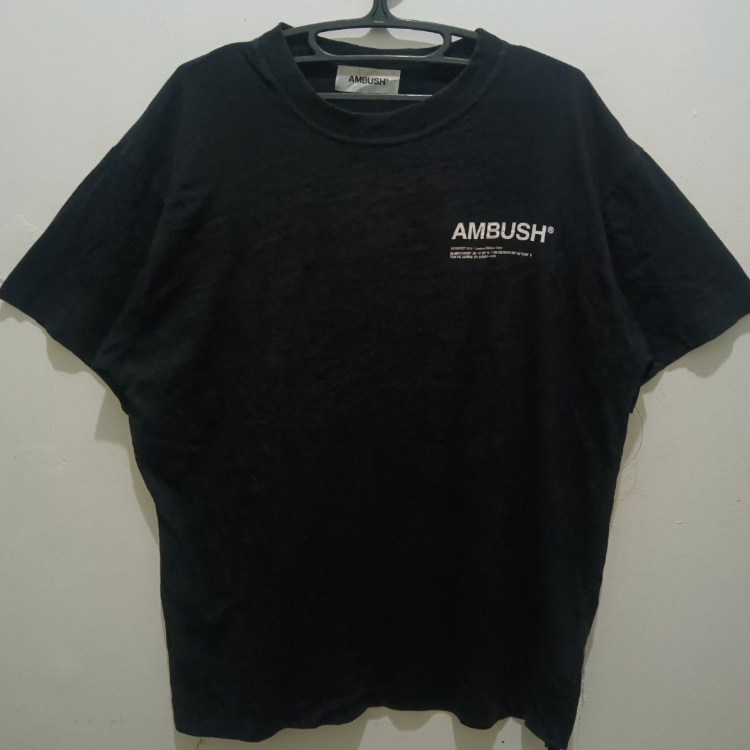 AMBUSH Japan Shirt (Category: Tshirts & Polo Shirts ) located in Caloocan City. Submitted by jaychingsss (Listing ID 1467753493, Image 1). Description: Ambush Japan Shirt - 180 23x29 Color Rate: 9.5/10 Complete Tags No issue NEED WASH.