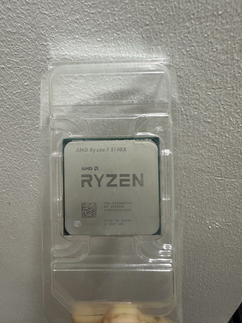 AMD Ryzen 7 5700X Processor (Category: Computer Parts) located in Manila. Submitted by cleverdolphin.6aaa13 (Listing ID 1467800816, Image 3). Description: - Model: AMD Ryzen 7 5700X - Socket: AM4 - Specs: 8 Cores, 16 Threads - Condition: Pulled from a working system, runs cool and handles heavy gaming/multitasking with zero issues - Pins: 100% straight and clean, no bent pins - Packaging: Safely packed in a clear plastic clamshell container Unli 
